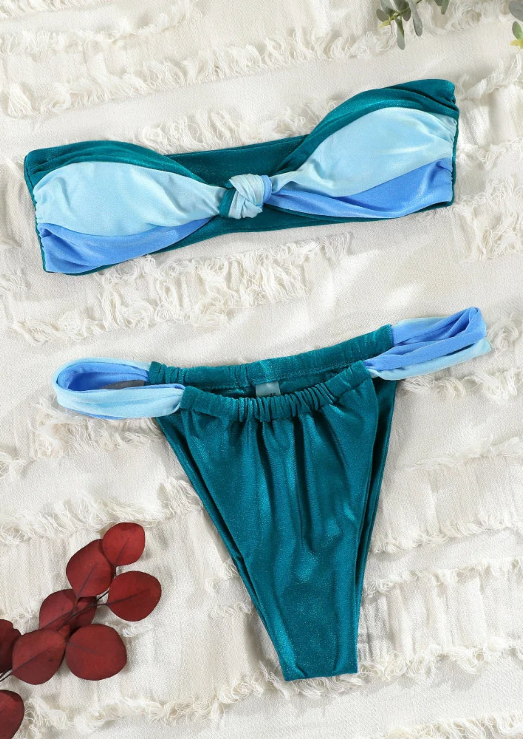 Bandeau Bikini Set with High Cut Bottoms