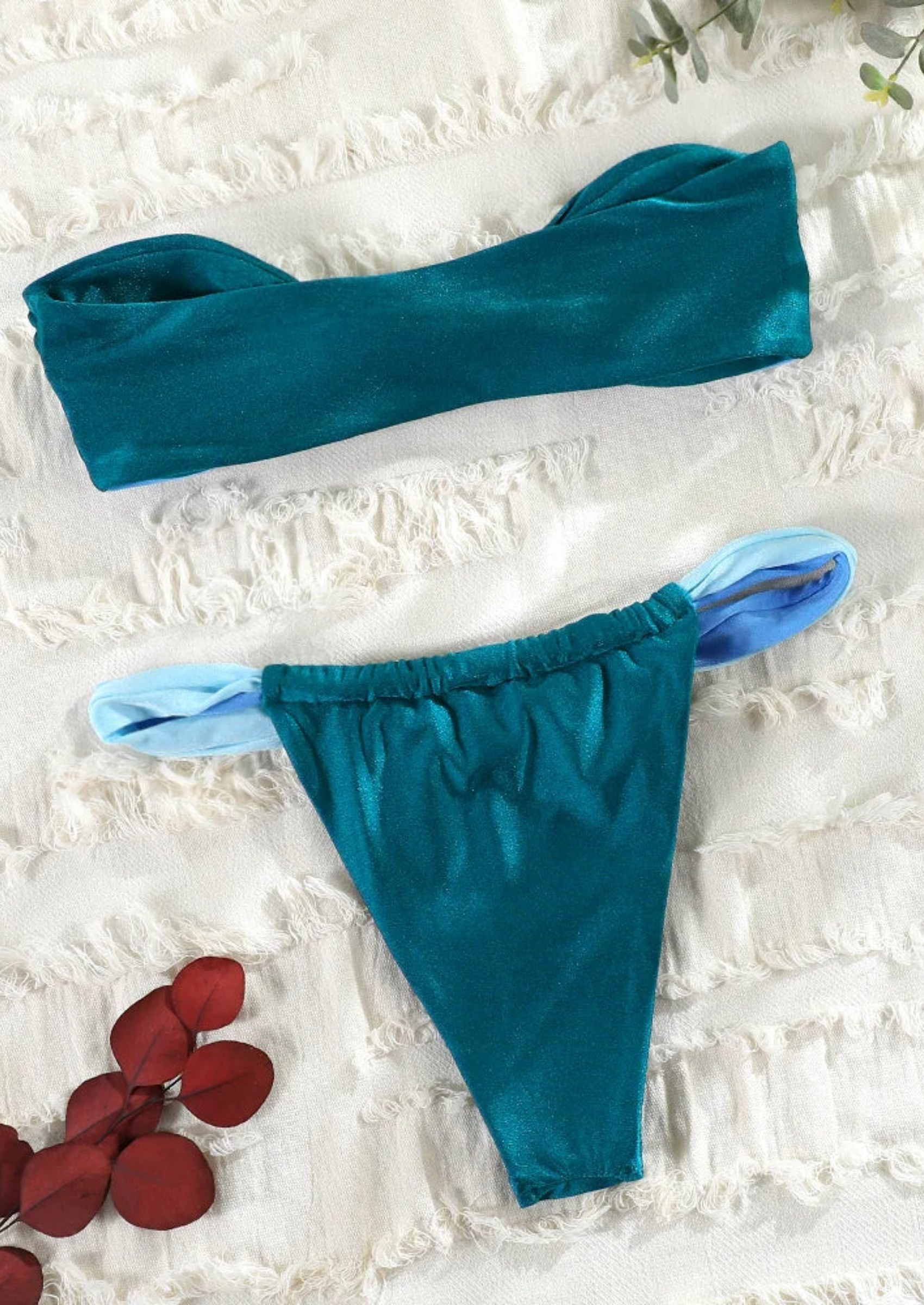 Bandeau Bikini Set with High Cut Bottoms