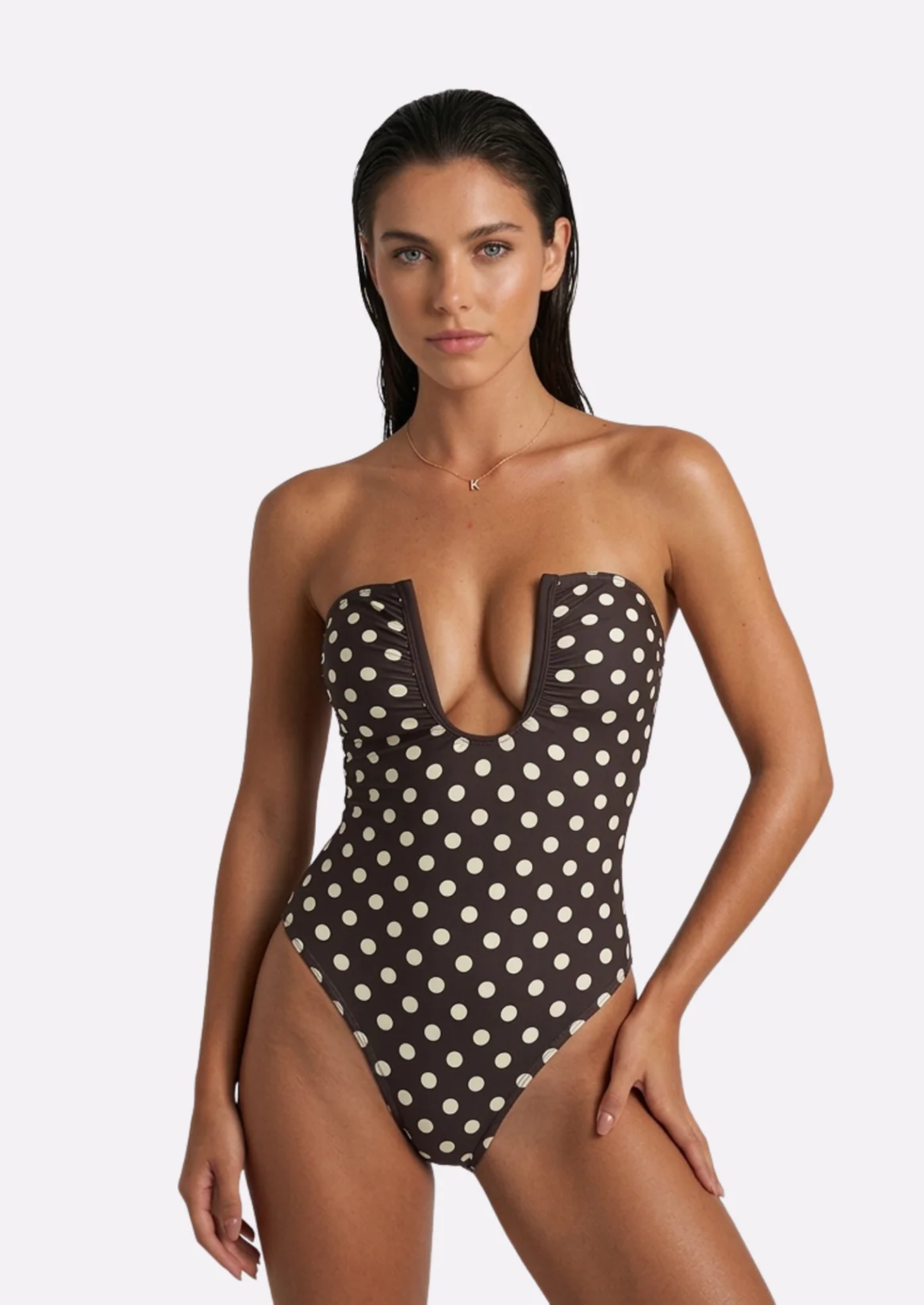 Cut-Out Monokini Swimsuit with Deep Neckline