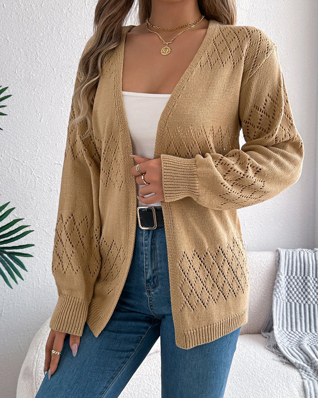 Diamond Grid Hollow Out Cardigan