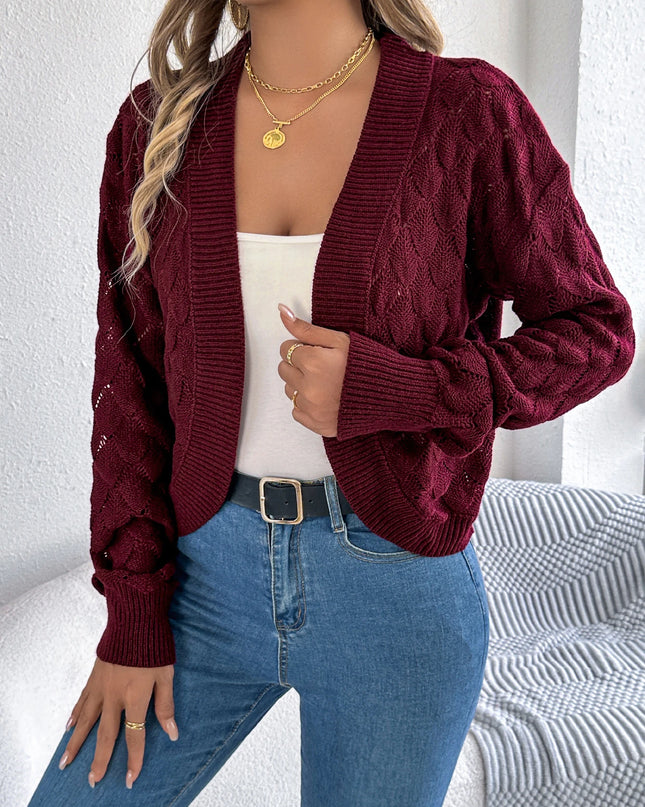 Leaf Hollow Out Knit Cardigan