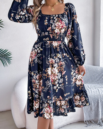 Floral Print Ruffled Dress