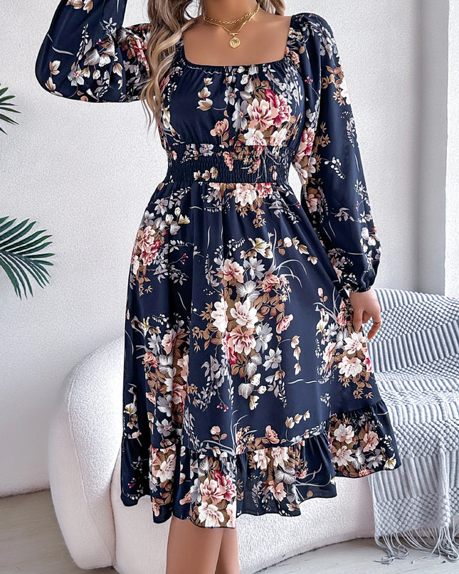 Floral Print Ruffled Dress
