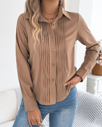 Solid Color Chiffon Lapel Blouse