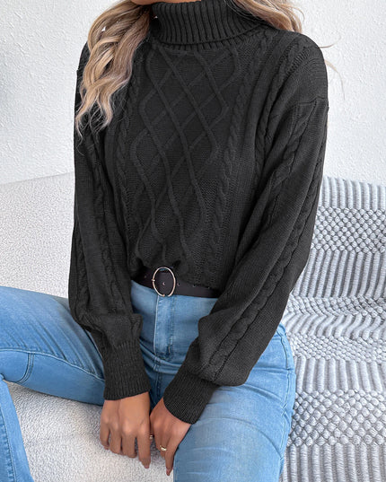 Solid Color Twist Lantern Sleeve Sweater