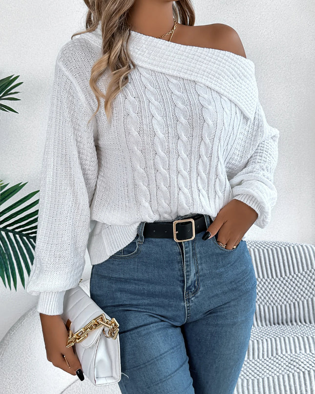 Off Shoulder Solid Pullover Sweater