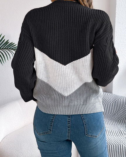 Casual Color-Block Knit Pullover