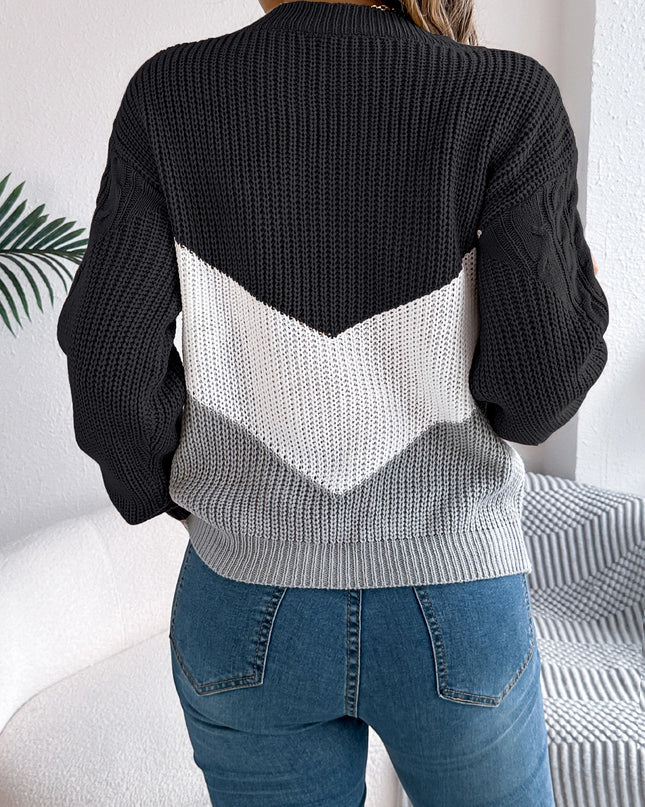 Casual Color-Block Knit Pullover