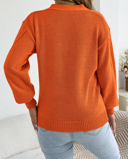 Hollow Out Twist Lantern Sleeve Knit Sweater