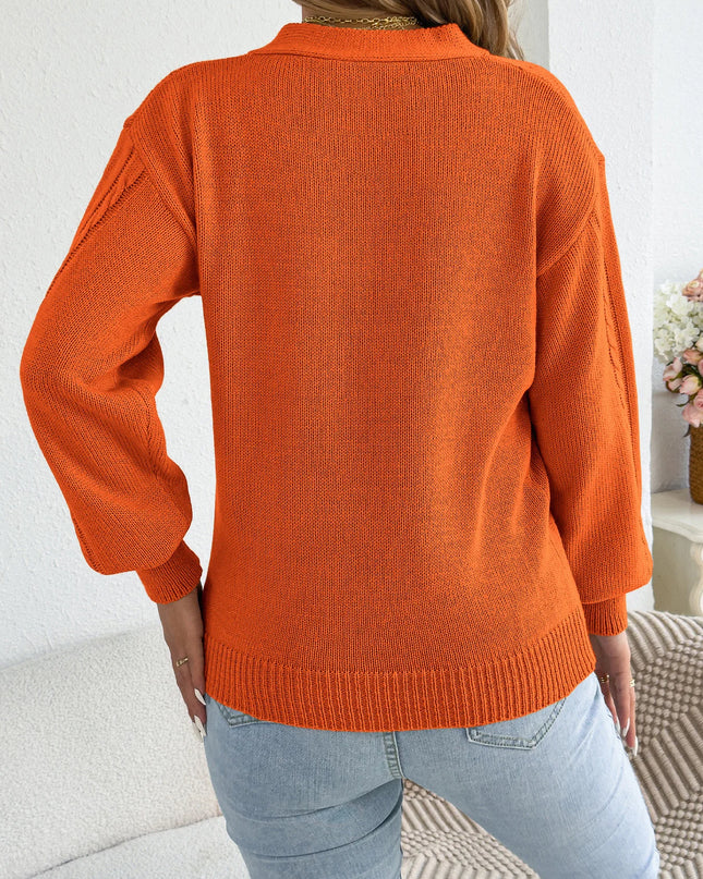 Hollow Out Twist Lantern Sleeve Knit Sweater