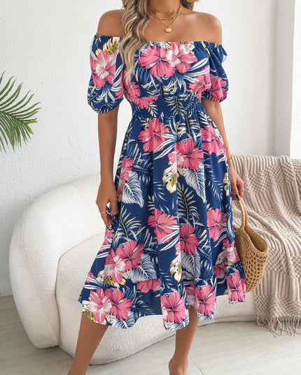 Floral Print Ruffled A-Line Dress