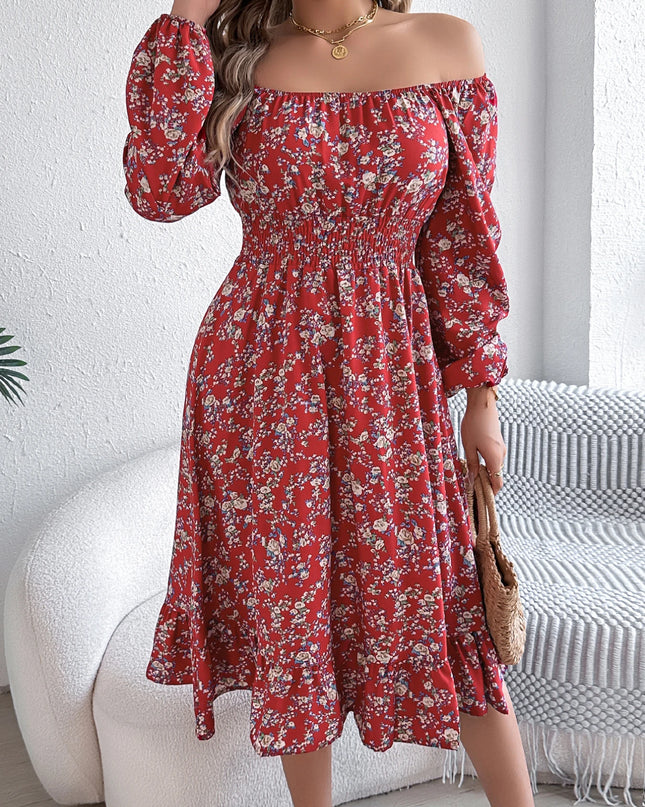 Floral Ruffled Long Sleeve Maxi Dress