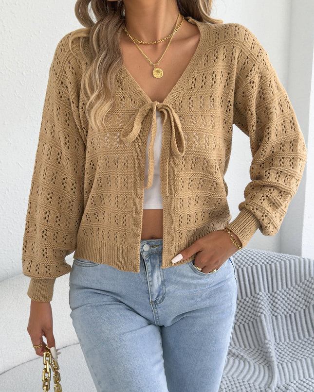 Lace Up Hollow Out Cardigan