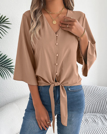 Loose Flared Lace Up Shirt
