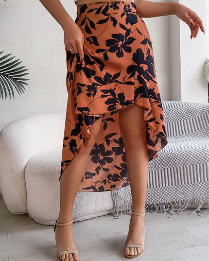 Asymmetric Ruffle Edge Skirt