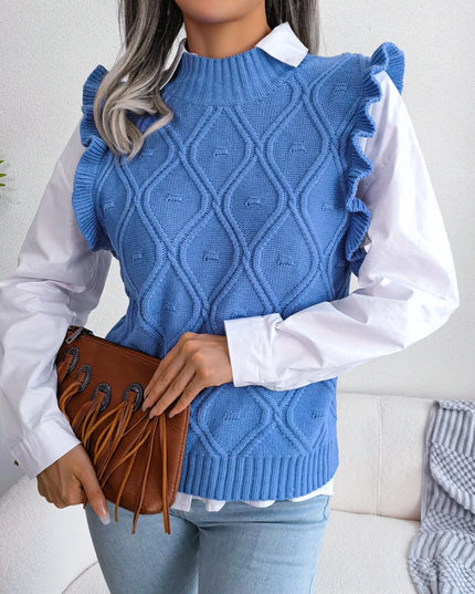 Ruffled Sleeveless Knit Vest