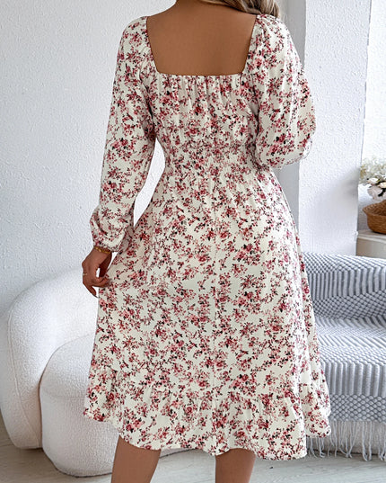 Floral Ruffled Long Sleeve Maxi Dress