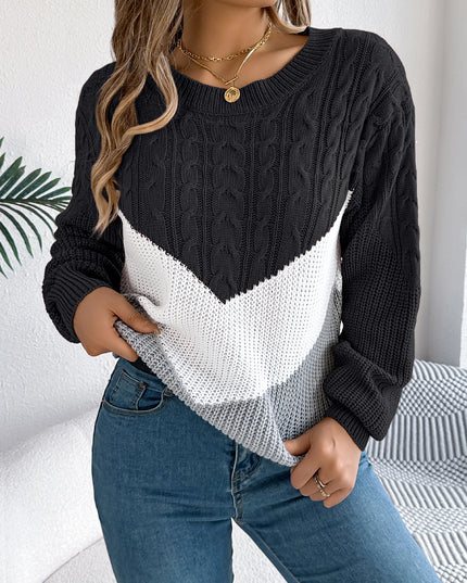 Casual Color-Block Knit Pullover