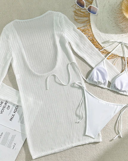 Knitted Three-Piece Bikini Set