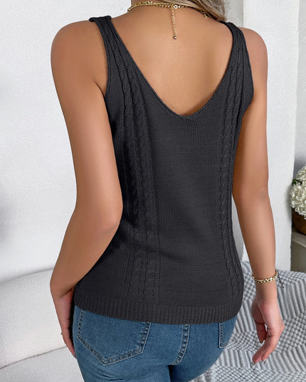 V Neck Hollow Out Sleeveless Knit Vest