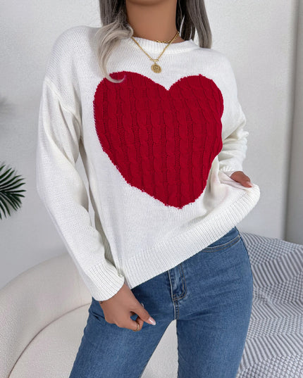 Heart Pattern Pullover Sweater