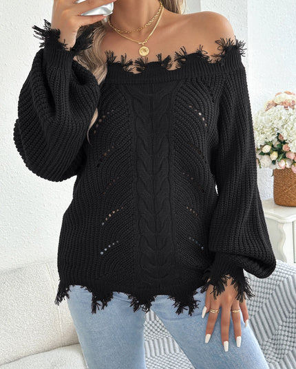 Slash Neck Tassel Sweater