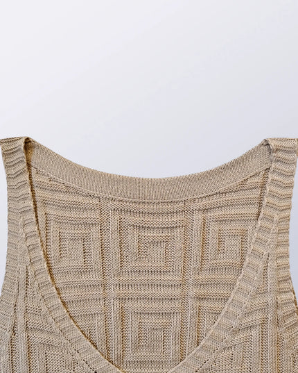 V Neck Sleeveless Bodycon Knit Dress