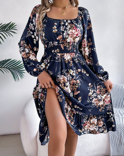 Floral Print Ruffled Dress