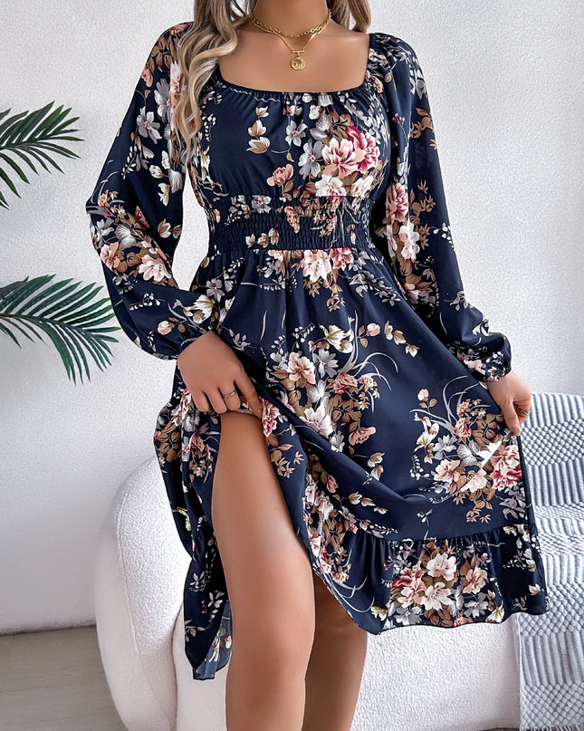 Floral Print Ruffled Dress