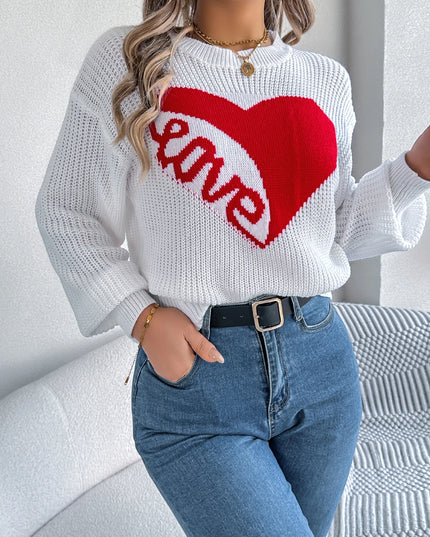 Heart Pattern Knitted Sweater