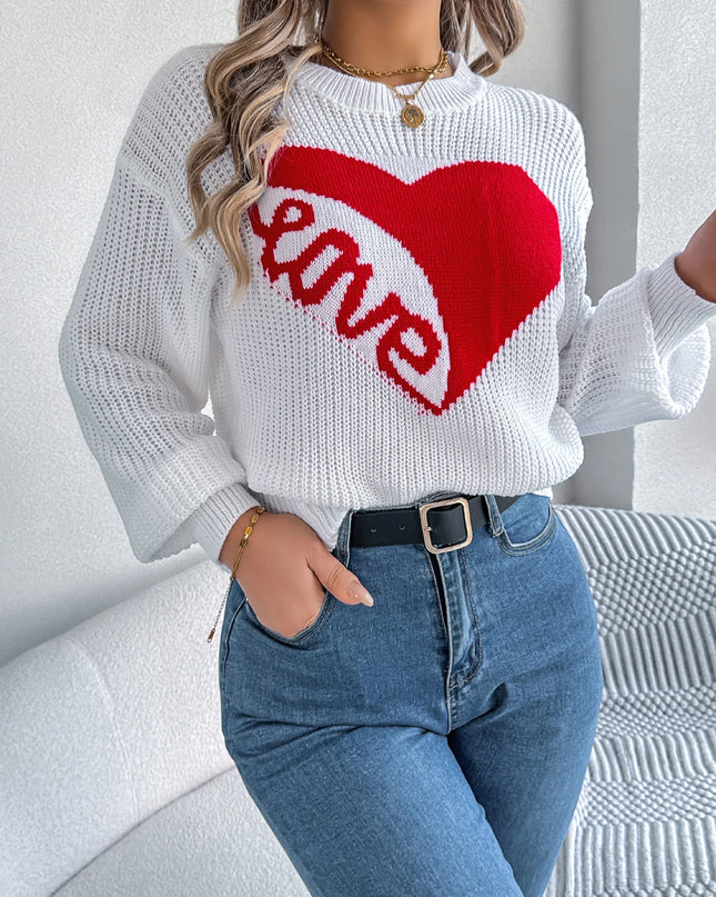 Heart Pattern Knitted Sweater