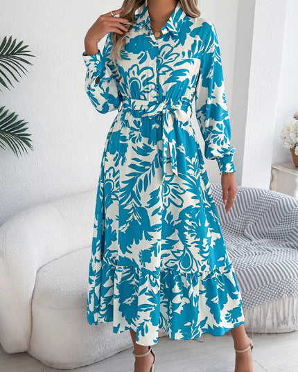 Lace Up Floral Maxi Dress