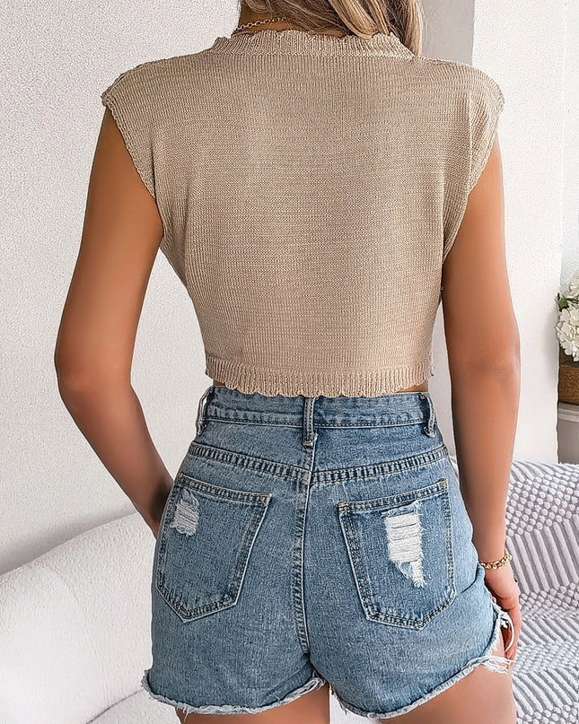 Feather Hollow Out Sleeveless Top