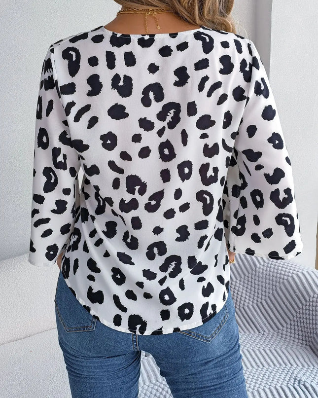 Leopard Print Tie-Bow Blouse