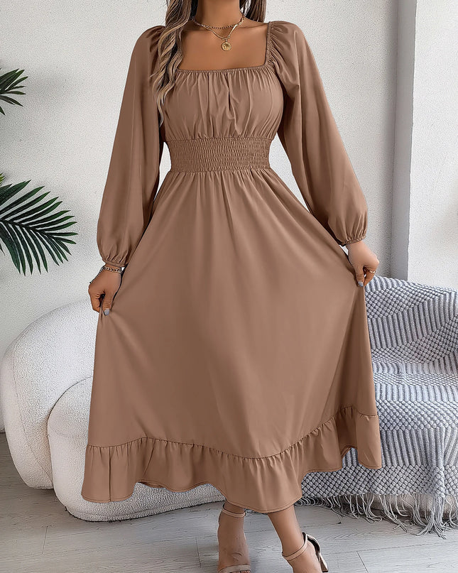 Ruffled Square Neck Maxi Dress