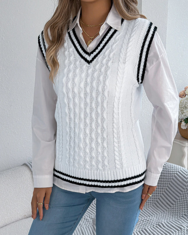 Color Block Striped Sweater Vest