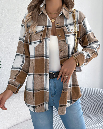 Plaid Single Breasted Jacket Coat