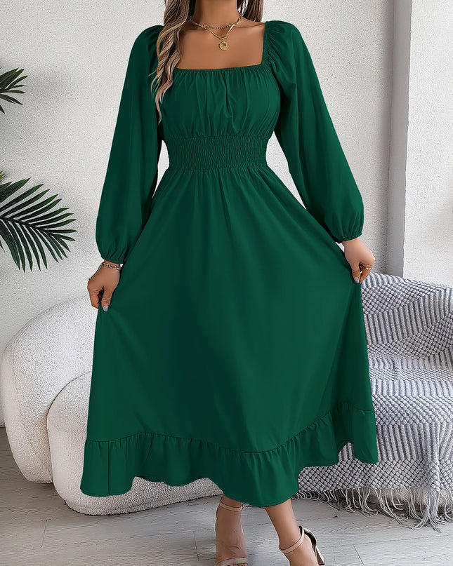 Ruffled Square Neck Maxi Dress