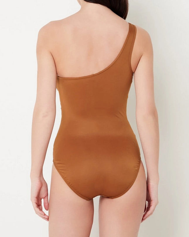 One-Shoulder Mesh Patchwork Swimsuit