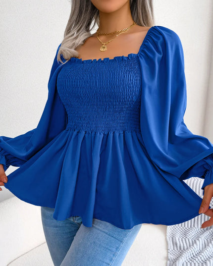 Ruffled Peplum Chiffon Blouse
