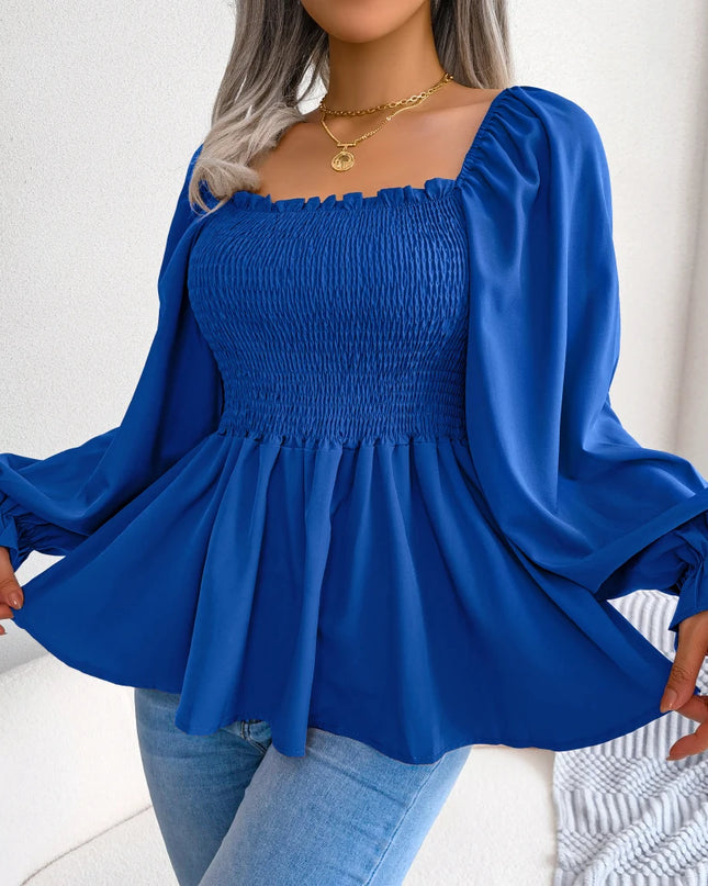 Ruffled Peplum Chiffon Blouse