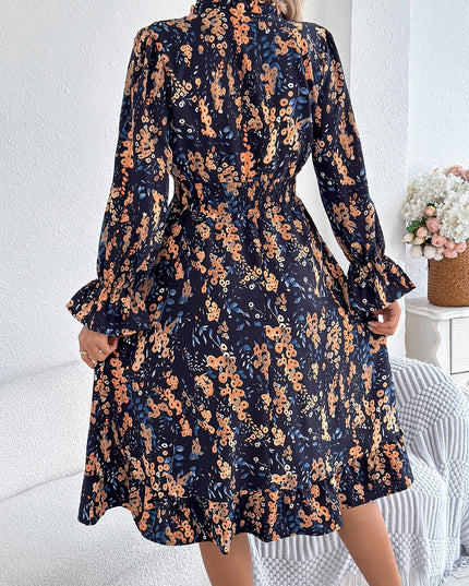 Floral Ruffled A-Line Long Dress