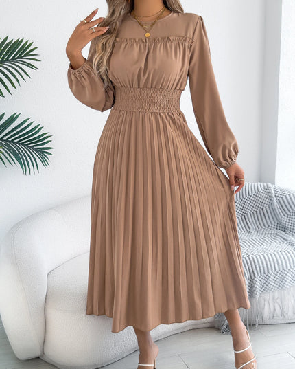 High Waist Long Sleeve Maxi Dress