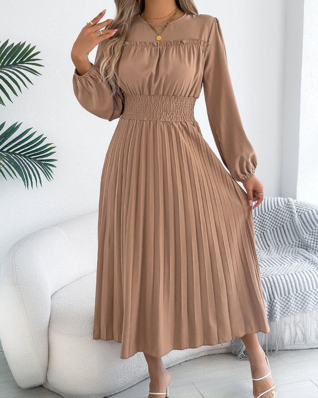 High Waist Long Sleeve Maxi Dress
