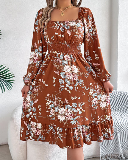 Floral Print Ruffled Dress