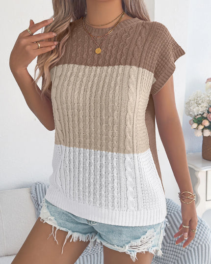 Twist Striped Color Block Sleeveless Sweater