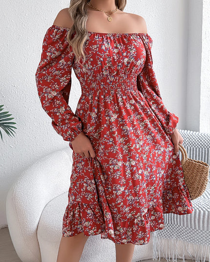 Floral Ruffled Long Sleeve Maxi Dress