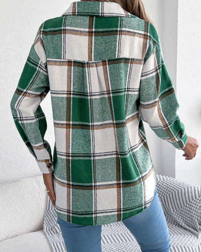 Plaid Single Breasted Jacket Coat