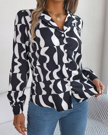 Stripe Collar Long Sleeve Shirt