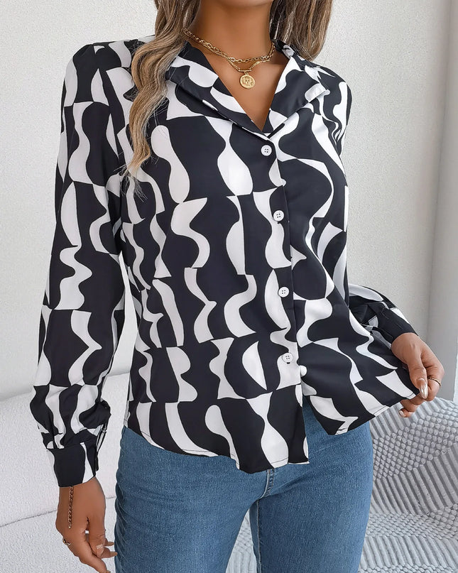 Stripe Collar Long Sleeve Shirt